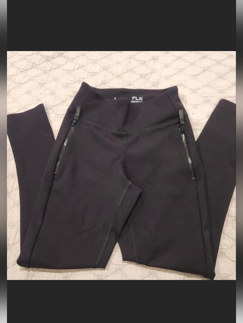 FLX High-Waisted Mixed-Media Leggings with Zip Pockets 🖤 S Nwot